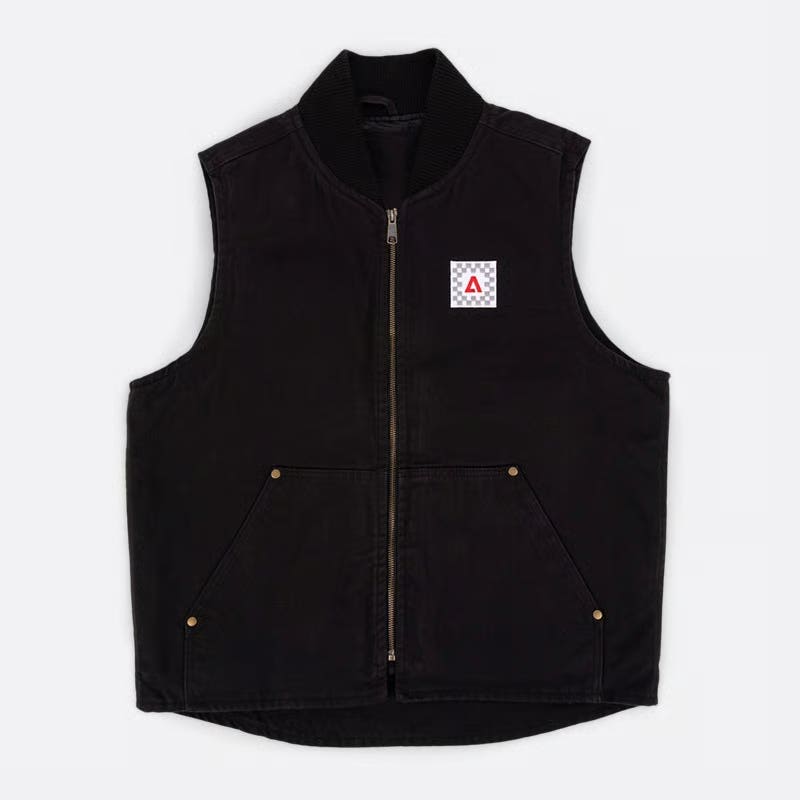 Transparency grid zip-up vest